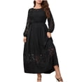thumbnail image 4 of LSLJS Robe à Manches Longues en Dentelle Couleur Unie Printemps/été pour Femmes, Robe Grande Taille, 4 of 4
