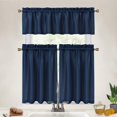 thumbnail image 2 of Tzou Kitchen Tier Curtains for Living Room Waterproof Window Curtains for Bathroom Waffle Weave Texture Navy Blue 30"x36"x2+60"x15", 2 of 7