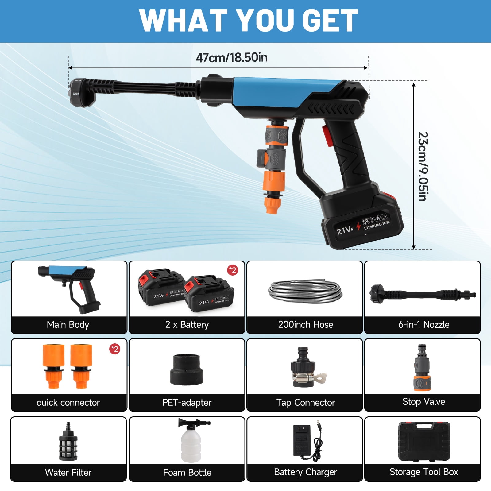 Furuoping Cordless Pressure Washer – Electric Power Cleaner 900 PSI Battery Powered with Foam Cannon and 6-in-1 Nozzle for Home & Garden Cleaning