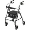 DMI Ultra Lightweight Aluminum Rollator with Curved Backrest and Pouch, Titanium