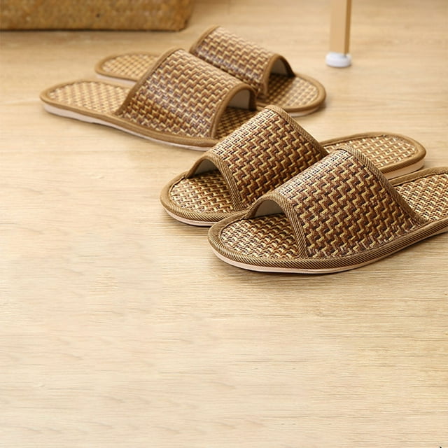 ADDHAT 1Par Zapatillas Casuales De Rattan Con Base Antideslizante Para Uso En Casa