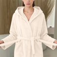 thumbnail image 2 of Plus Size Robe for Women Fleece Loungewear Oversized Warm Women's Robes Bath Womens Bathrobe White, 2 of 9