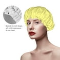 thumbnail image 4 of YFYANG Women's Double Waterproof Shower Cap, Yellow Reusable Hair Cap for All Hair Styles and Head Sizes, 4 of 9
