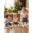 thumbnail image 5 of BemeyourBBs 2Pcs Toddler Baby Girl Summer Clothes Infant Baby Girl Denim Outfit Toddler Cowgirl Outfit Sleeveless Lapel Collar Ribbed Vest Tank Tops and Ruffled Jeans Skirt Denim Skirts Set, 5 of 9