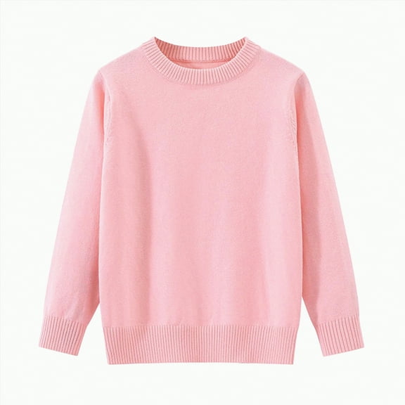 UngA Girls Crewneck Knit Pullover Sweaters Long Sleeve Oversized Knit Sweaters for Girls Cute Jumper Tops (Pink,7-9 Years)
