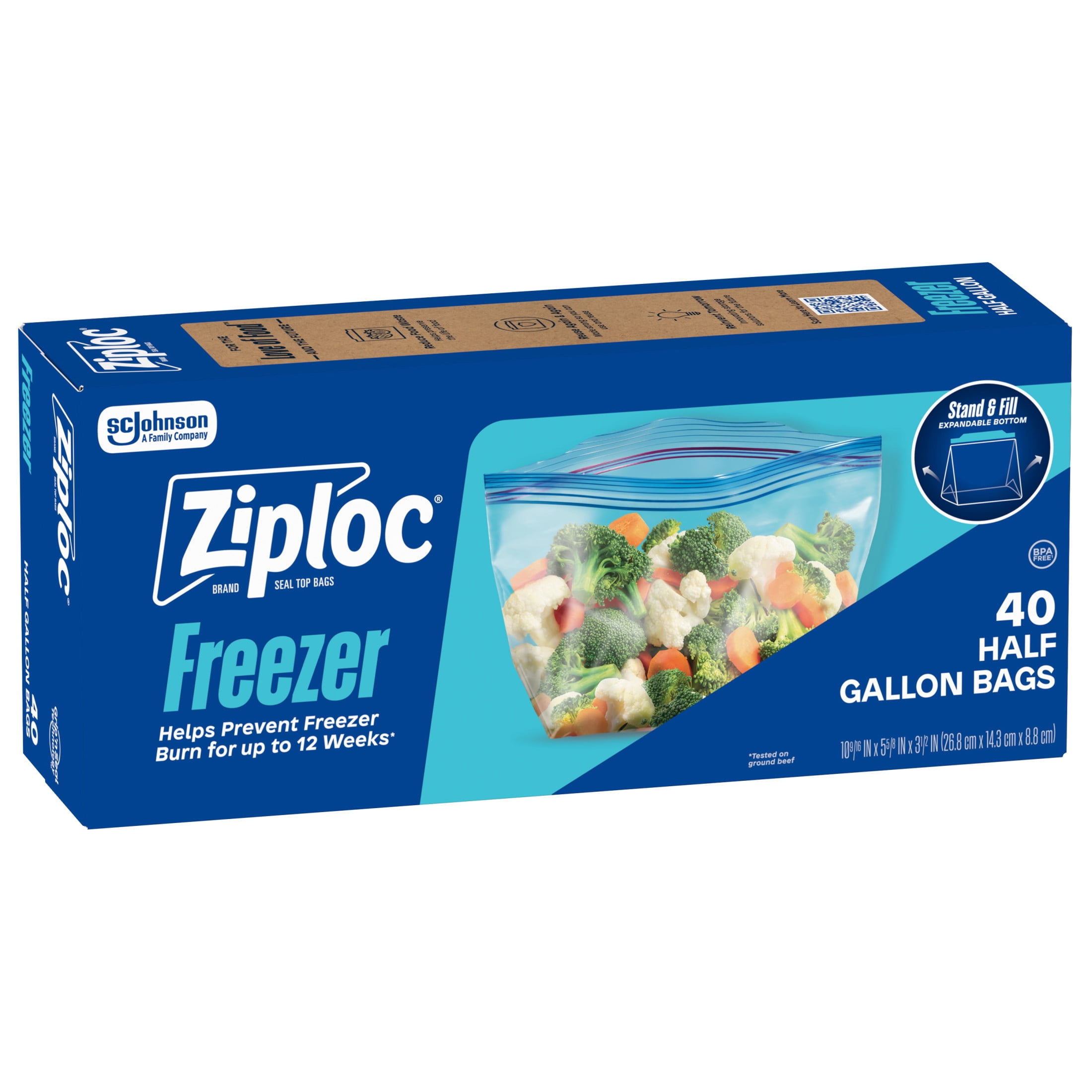 冷凍PL50 SM40 ML40 Ziploc¬Æ Freezer Half Gallon Bags, Grip 'n Seal, 40 ct - Walmart.com