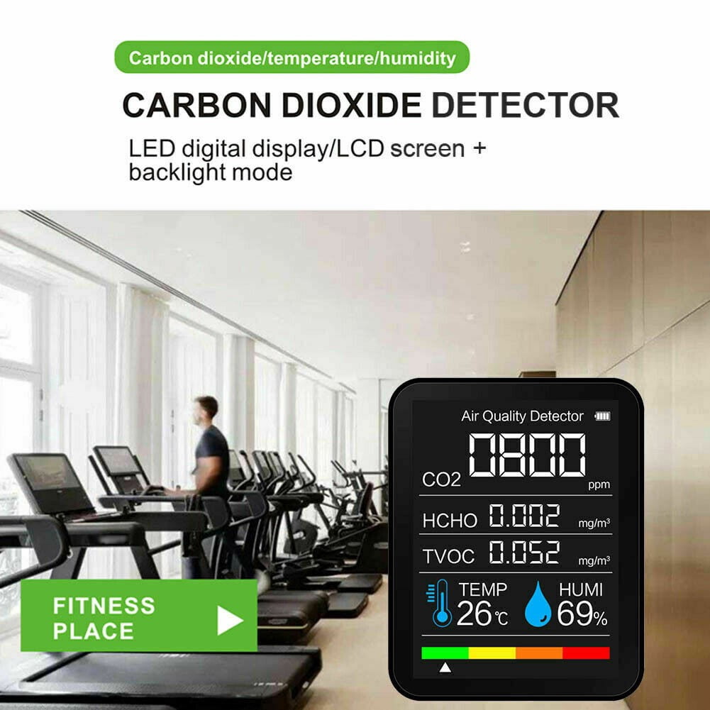 5In1 Co2 Meter Temperature Humidity Air Quality Monitor Carbon Dioxide Detector