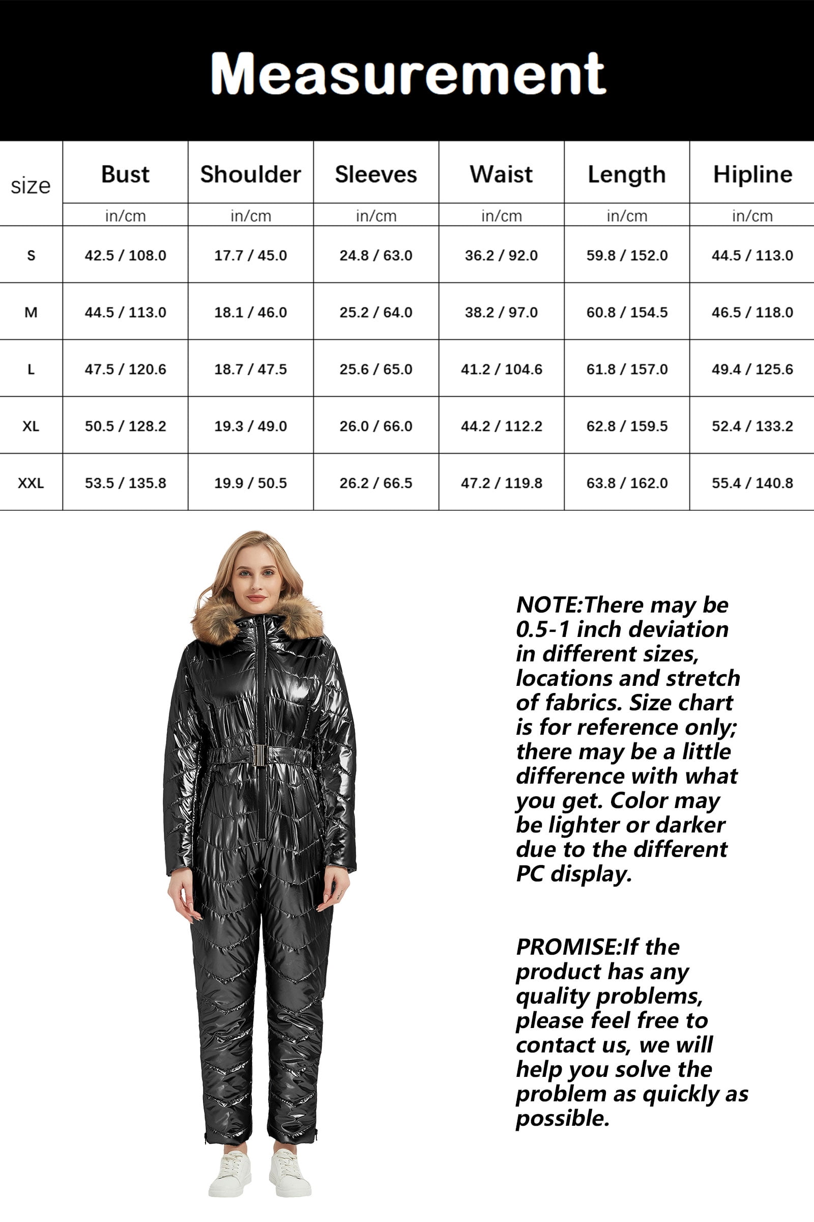 Giolshon Women Ski Suit Jumpsuit Winter Trendy Hooded Onesies