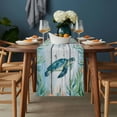 thumbnail image 2 of Coastal Turtle Table Runner - 36 Inch Long, Kitchen Dining Table Runner Dresser Scarves, Nautical Ocean Shells Seaweeds Starfish Farmhouse Decor for Coffee Tables Wedding Party Banquet, 2 of 8