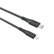 onn 6ft Lightning to USB-C Soft-touch Braided Charging Cable, MFi Certified, Fast Charging, Black