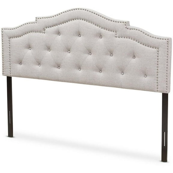 Bowery Hill Modern Tufted Queen Panel Headboard in Grayish Beige