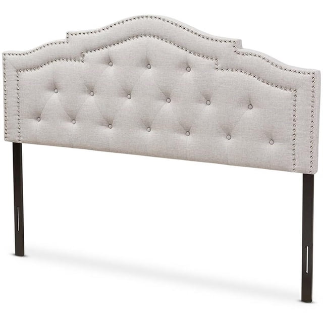 Baxton Studio Edith Tufted Queen Panel Headboard in Grayish Beige Fabric