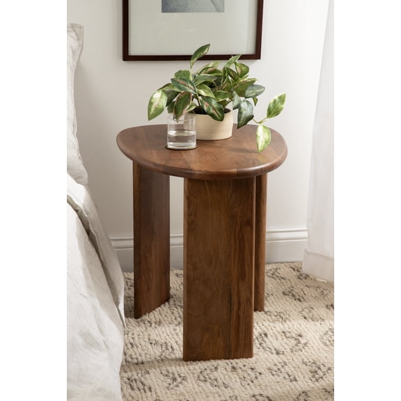Kate and Laurel Tortola Modern Irregular Round Side Table, 22 x 18 x 20, Walnut Brown, Transitional Pebble End Table for Use as Bedroom Nightstand or Living Room Accent Table