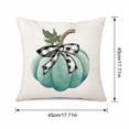 thumbnail image 3 of 4 Piece Fall Harvest Decorations Pillow Covers, 17.71x17.71-Inch Rustic Teal Pumpkin with Buffalo Check Bow Print Cushion Cases for Thanksgiving Sofa & Living Room D, 3 of 6