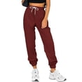 thumbnail image 2 of Sweatpants Women Fall Fashion Baggy Joggers Workout Lounge Comfy High Waisted Athletic Sweat Pants Wine Red L, 2 of 7