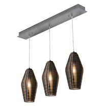 AFX Mila 3 Light Linear Pendant Satin Nickel/Smoke Shades Satin