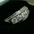 thumbnail image 3 of 2Ct Round Cut Lab Created Diamond Half Eternity Wedding Men's Band Ring 14k White Gold Plated Silver, 3 of 4