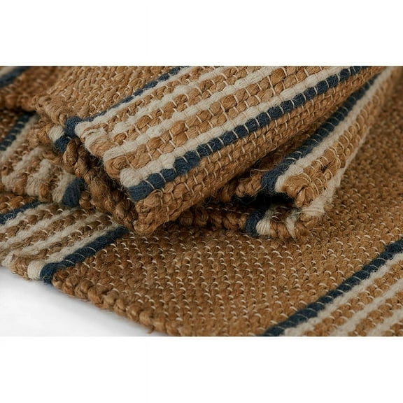 Erin Gates  by  Chestnut Stripe Blue Hand Woven Wool Area Rug 3' 6" x 5' 6" - Blue - Rectangle