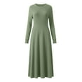 thumbnail image 4 of Arnsht Lightweight Sweater Dress Fall Dresses Midi Dress Luxury Outfits for Women Round Neck Solid Color Casual Long Sleeved Dresses Green M, 4 of 7