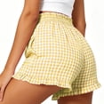 thumbnail image 7 of Karight Womens Gingham Ruffle Shorts Elastic Waist Casual Loungewear Sleep Shorts with Pockets, 7 of 7