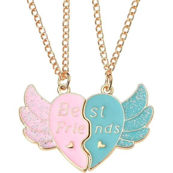 Matching Necklaces for Best Friends Friendship Gifts for Women Men Besties Birthday Gifts for Couple Sister Freinds Graduation Gifts Ideas Gold Half Heart Wings Pendant Necklaces for 2