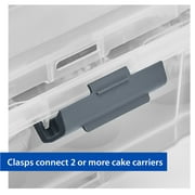 Mainstays Dessert Carrier, Rectangular Design, Clear Plastic with Dark Gray Handle and Clasps, Includes Slice-and-Serve Utensil (1 Each) 18 x 12 x 4.3