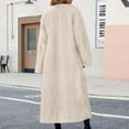 thumbnail image 4 of Hueook Faux Fur Jacket Womens Ladies Warm Faux Furry Long Coat Jacket Winter Solid V-neck Outerwear Beige L, 4 of 6