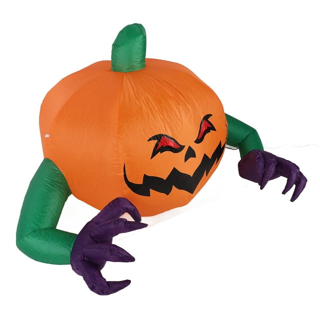 Fantasma de Calabaza Lindo Inflable, Decoración Exterior de Patio Con Luces Lideró de 1,2 M, Tela Fuerte Resistente Al Desgarro, Fácil Inflado, Impermable, Resistente a LA