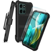 Encased for Moto G Power 5G 2025, Heavy-Duty Case with Belt Clip, Full-Body Protection with Screen Protector and Holster (Black)