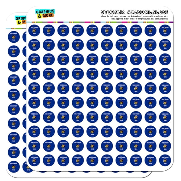Wisconsin State Flag 1/2" (0.5") Scrapbooking Crafting Stickers