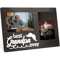 1 Pc Picture Frame for Grandpa Black MDF Two Photos Frame Best Grandpa Ever Frame Love to Grandpa 3D Photo Frame Gift From Grandson Granddaughter for Birthday 4x6 Inch Black