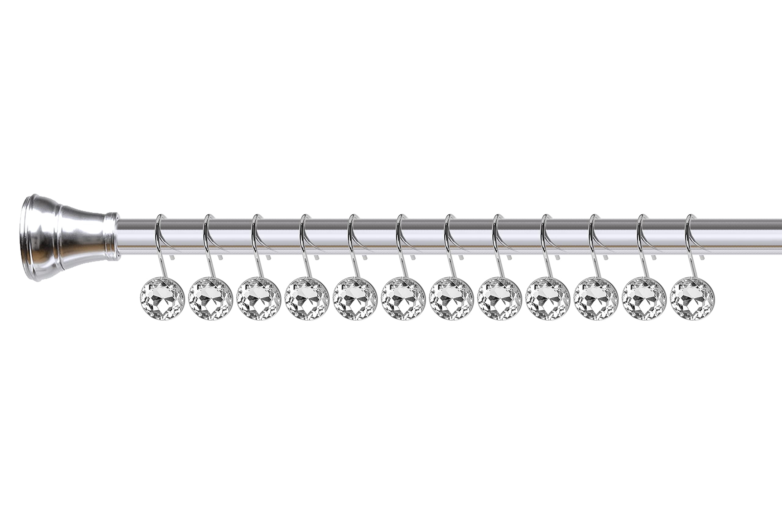 Utopia Alley Shower Hooks - Shower Curtain Rings for Bathroom - Rust Resistant Shower Curtain Hooks for Shower Curtain or Liner - Shower Curtain Rings with Crystal Design - Set of 12, Polished Chrome