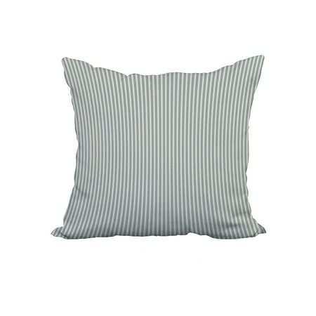 Ticking Stripe Pillows 18 x 18 Inch Ticking Stripe Navy Blue Stripe Print Decorative Polyester Throw Pillow with Linen Texture ()