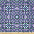 thumbnail image 2 of Ambesonne Oriental Fabric by the Yard Microfiber, Curlicue and Medallion, 5 Yards, Blue Violet Lavender Blue, 2 of 2