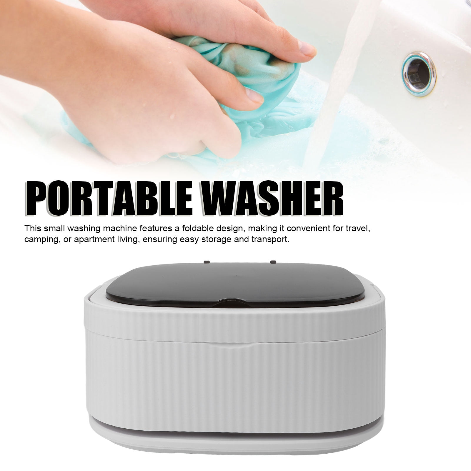 Rupoun Portable Washing Machine, 12.2 x 12.2 x 6.3 inches / 31 x 31 x 16 cm Foldable Mini Washer for Baby Clothes and Underwear, Powerful Small Laundry Combo for Travel and Apartments Purple