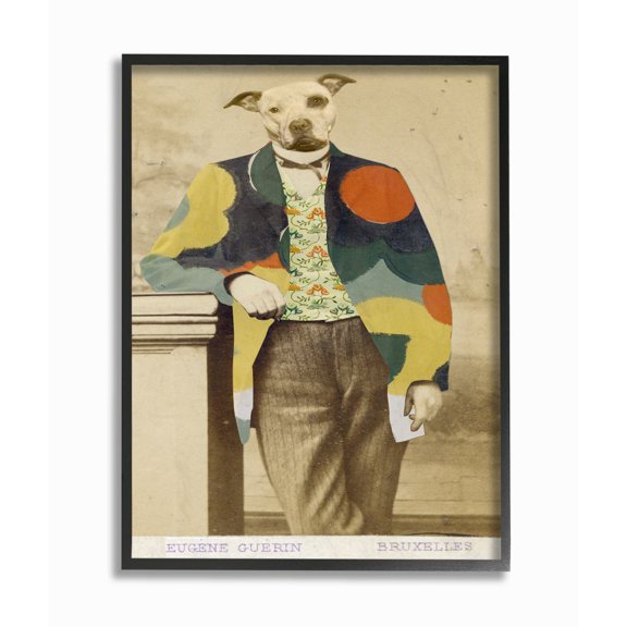 Stupell Industries Abstract Funny Vintage Dog Pet Animal Photo Framed Giclee Texturized Art by Villager Jim