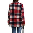 thumbnail image 3 of hirigin Women's Plaid Shacket Jacket, Casual Long Sleeve Open Front Lapel Trench Coat with Pockets, 3 of 4