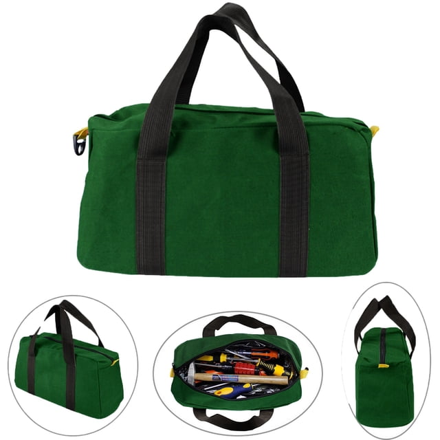 Sac à Outils, Sac à Outils sur Site à Grand Ouverture, Sac à Outils en Toile 12,99x7,09 Po, Sac à Main Haute Capacité, Durable Résistant à l'Eau, Sac à Outils Multifonction Portable pour Rangement Tournevis Pinces Clous (Vert)
