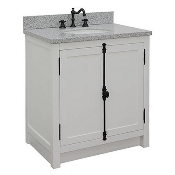 31 x 22 x 36 in. Single Vanity, Glacier Ash Top with Gray Granite & Oval Sink