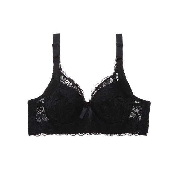 Sujetador, Sujetador de encaje para mujer con sujetadores finos acolchados de talla grande con aros Tomshoo 38C