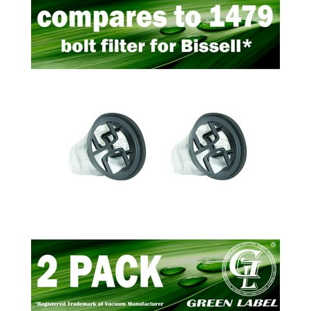 Filter Boost - 2 Pack For Bissell Bolt Vacuum Filter (compares to 1479). Genuine Green Label product