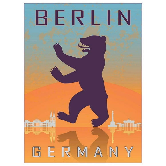 Wee Blue Coo Manteau d'Ours Héraldique Rampant de Berlin Tourisme de Voyage Affiche d'Art Mural Non Encadrée Décoration Maison Premium