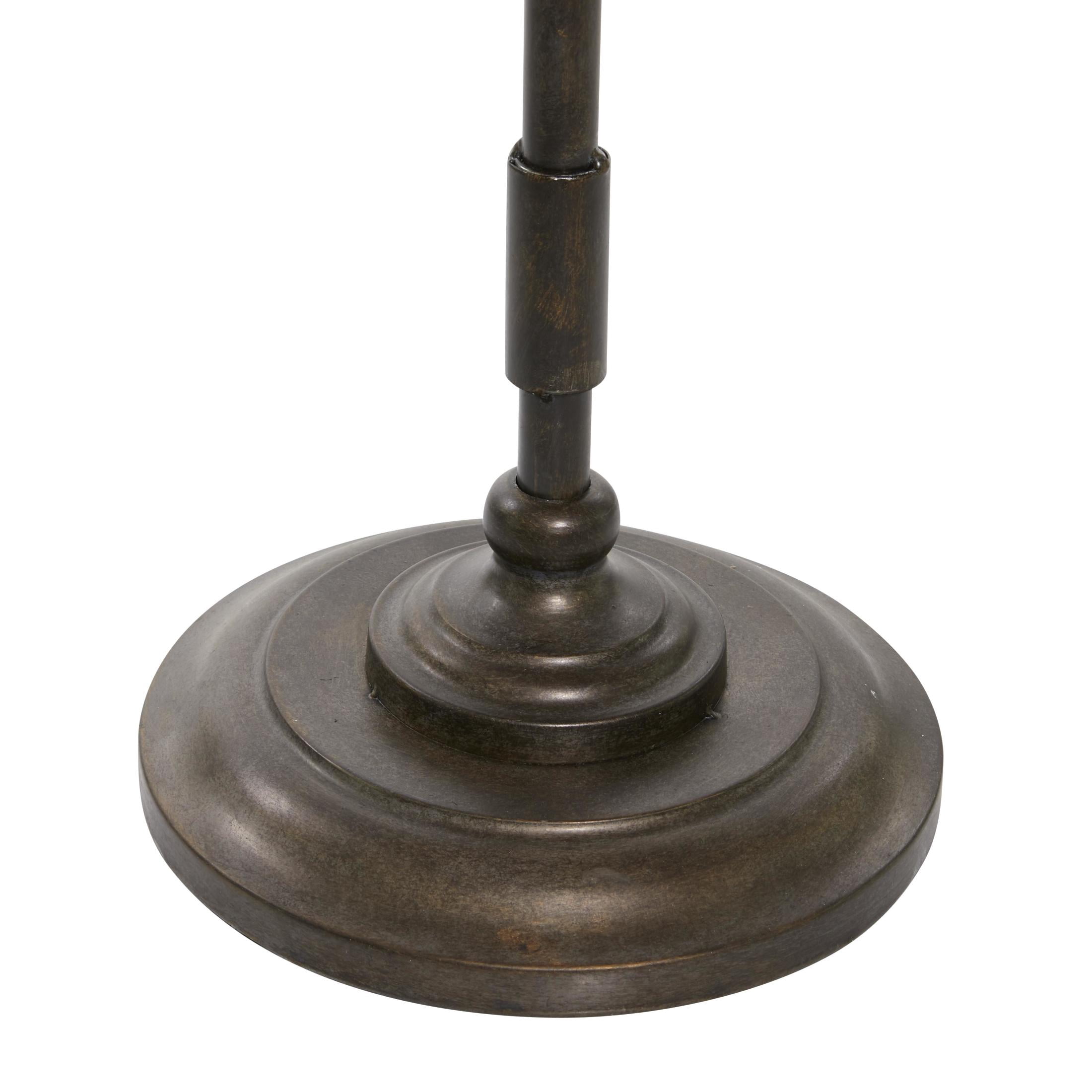 DecMode 16" x 25" Bronze Metal Accent Table with Brown Wood Top, 1-Piece