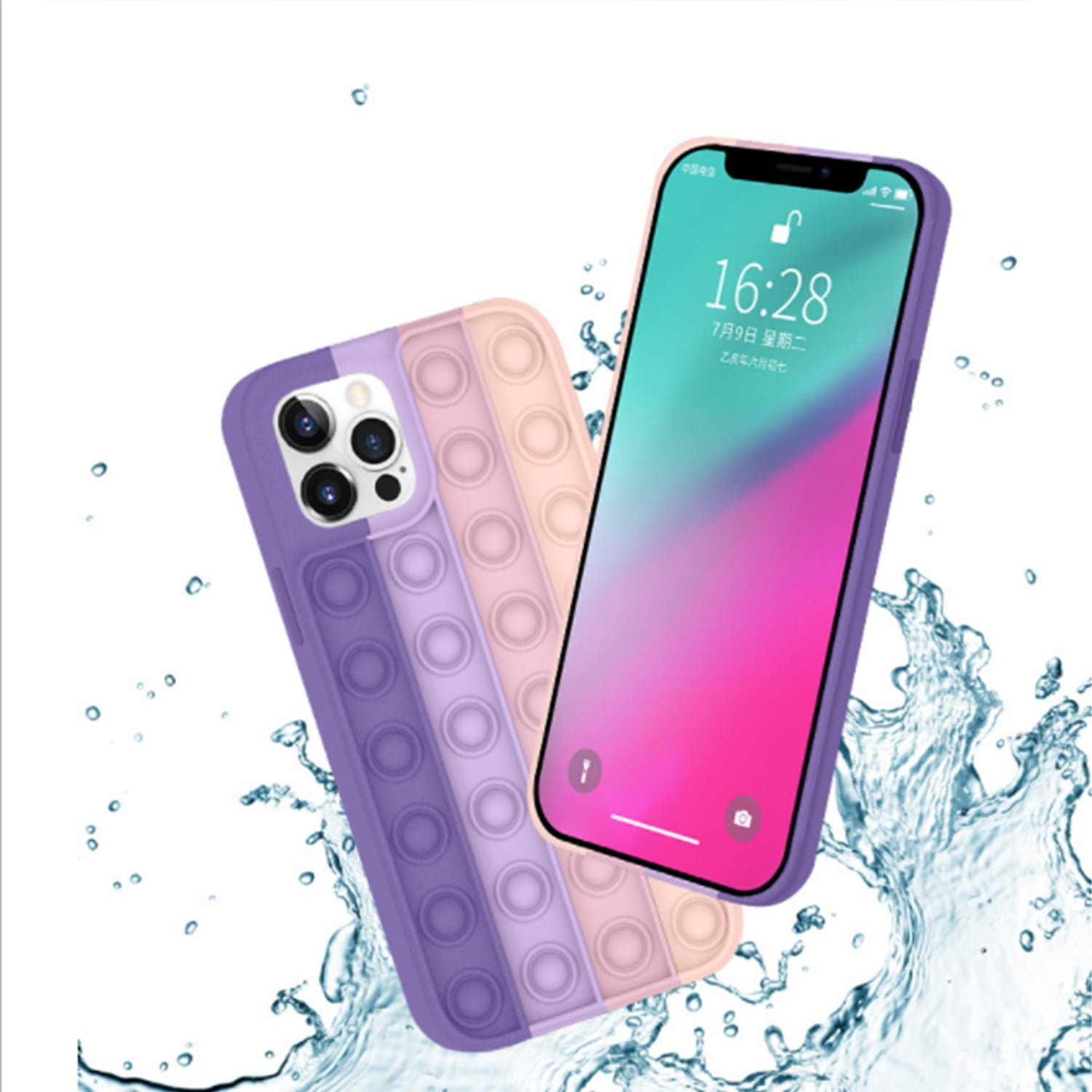 Bubble Case for Phone case Cover Reliver Stress Pop Fidget Toys Push It Bubble for Antistress Cover Adult Children Black,iPhone SE 2020