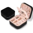 thumbnail image 1 of Joyero Xtellar De Terciopelo De Felpa Con Espejo, Mini Joyero, Pequeñas Cajas Organizadoras Portátiles Para Anillos Arete Collares Pulsera, Color Negro, 1 of 4