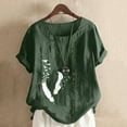 thumbnail image 1 of WILLBEST T-Shirt pour Femmes Col Roulé Rétro et en Lin Imprimé Ample à Manches Courtes Chemise Haut pour Dames, 1 of 3