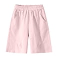 thumbnail image 2 of Amidoa Elastic Waist Girl Shorts Wide Leg With Pockets High Waisted Summer Casual Baggy Shorts,Pink,11-12 Years, 2 of 7