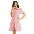 thumbnail image 3 of iefiel Robe de Travail pour Femme Col à Revers Boutons devant Uniforme de Médecin Infirmière Rose TG, 3 of 7
