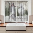 thumbnail image 2 of Ambesonne Horse Kitchen Curtains, Elf Holdng Mace and Horse, 55"x39", Coconut and Dust, 2 of 3