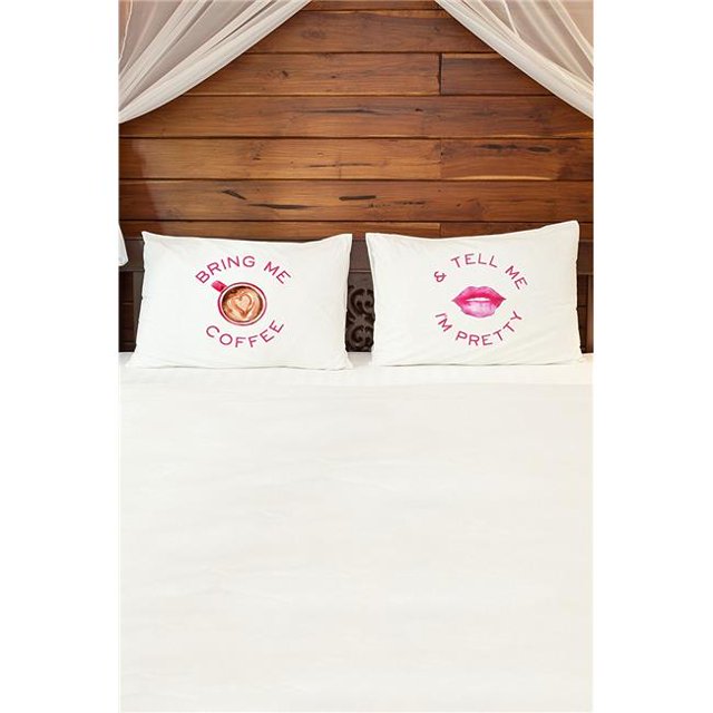 One Bella Casa 82087CSE Coffee & Pretty Pillow Case - Set of 2